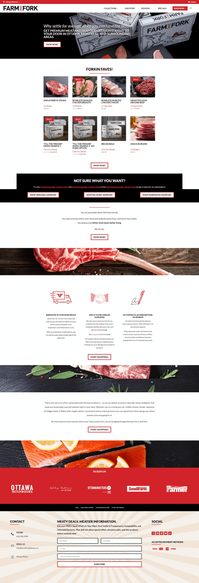 Full page screenshot of Farm 2 Fork website
